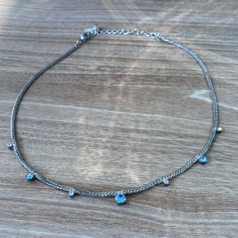 1928 Brand - Silver Toned Necklace with Blue and Purple Crystal Accents